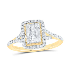 14K Yellow Gold 1/2 CTW-Natural Diamond Fashion Emerald Baguette Ring 2.8 Gram