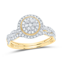 1/2CTW-DIA CN ROUND DOUBLE HALO BRIDAL SET