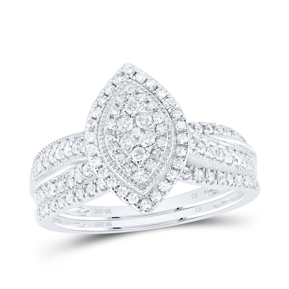 1/2CTW-DIA CN MARQUISE SINGLE HALO BRIDAL SET