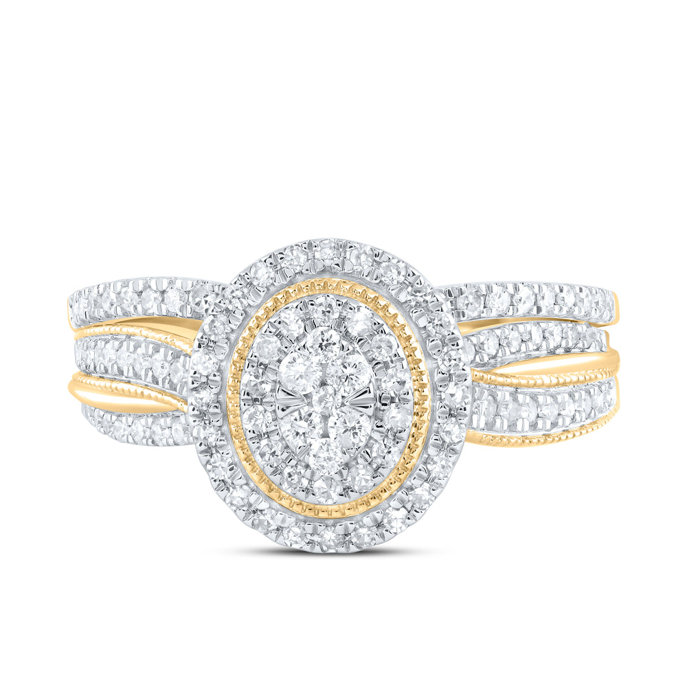 1/2CTW-DIA CN OVAL SINGLE HALO BRIDAL SET