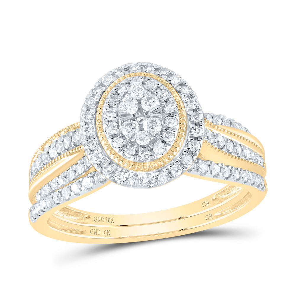 1/2CTW-DIA CN OVAL SINGLE HALO BRIDAL SET