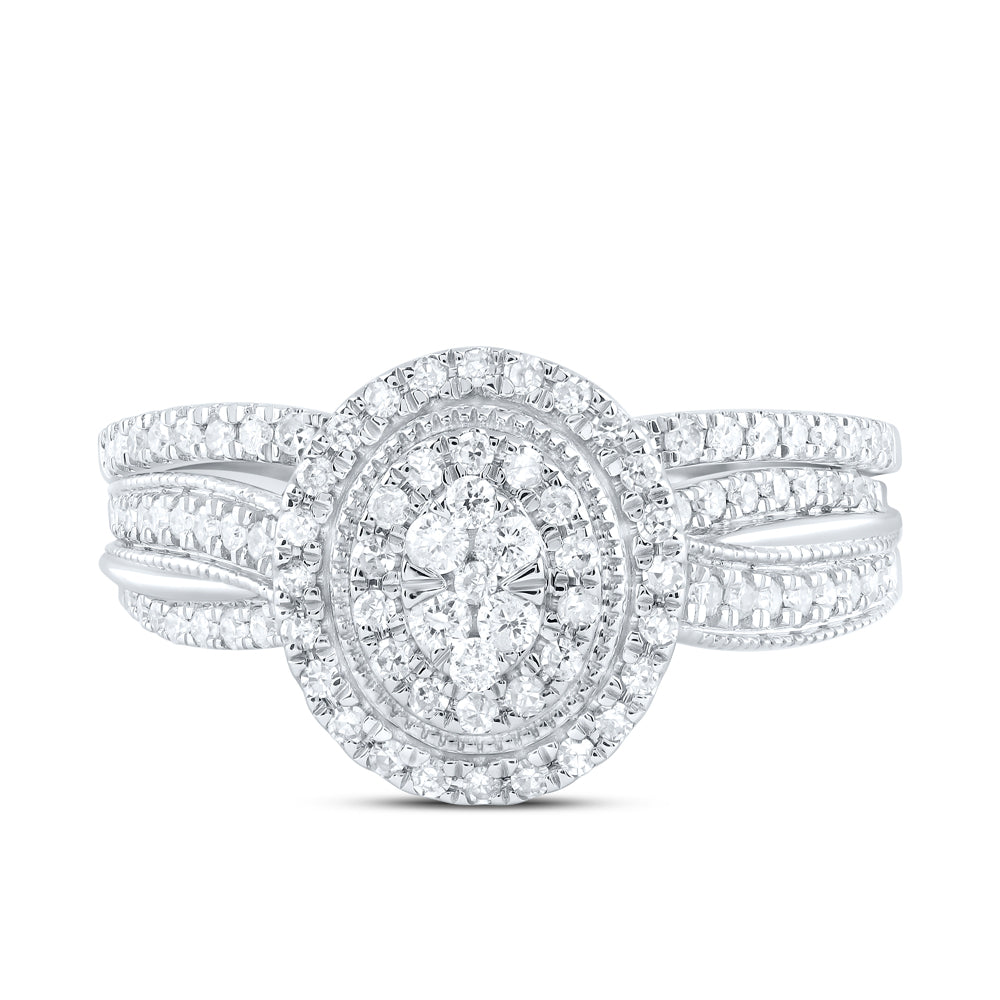 1/2CTW-DIA CN OVAL SINGLE HALO BRIDAL SET