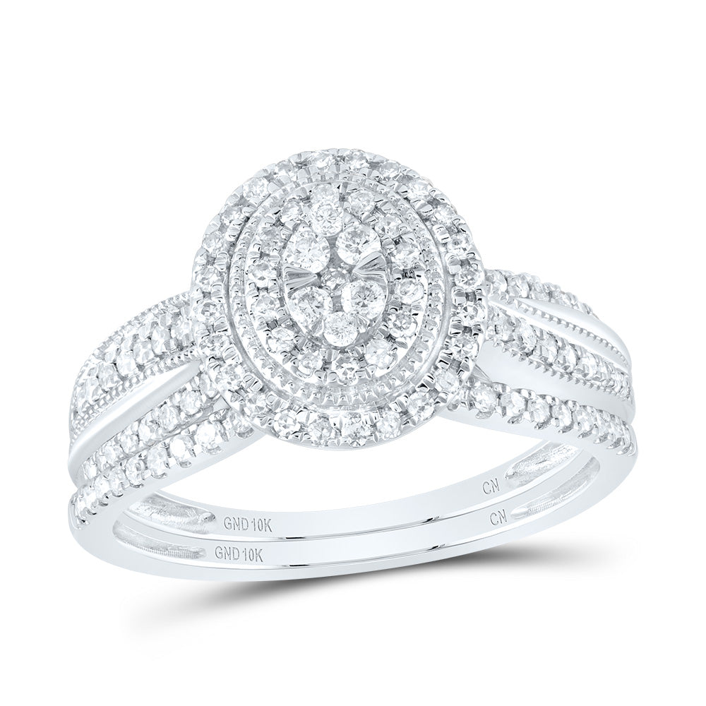 1/2CTW-DIA CN OVAL SINGLE HALO BRIDAL SET