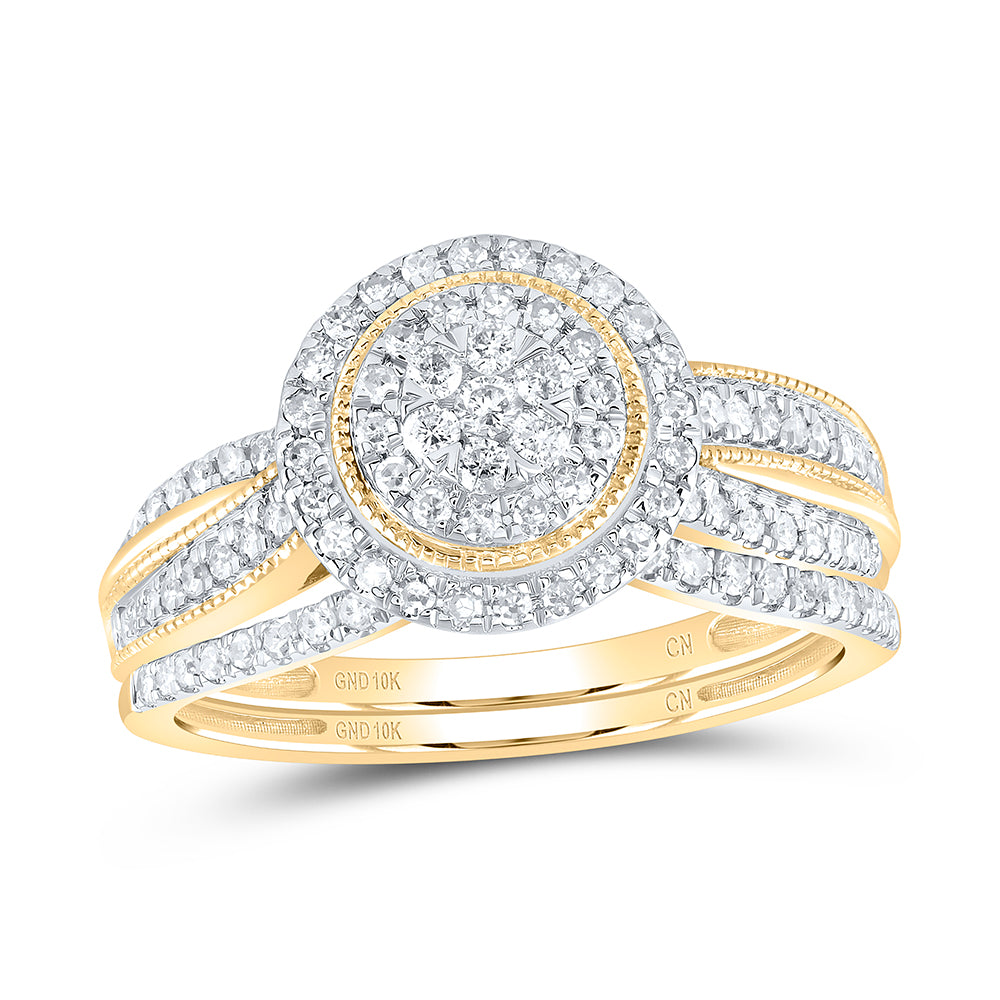 1/2CTW-DIA CN ROUND DOUBLE HALO BRIDAL SET