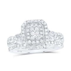 1/2CTW-DIA CN EMERALD DOUBLE HALO BRIDAL SET