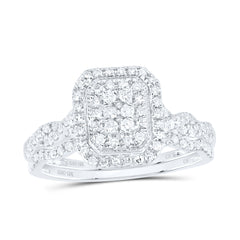 1/2CTW-DIA CN EMERALD DOUBLE HALO BRIDAL SET