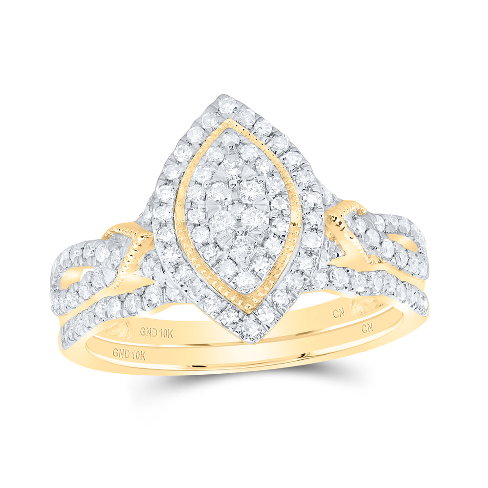 1/2CTW-DIA CN MARQUISE DOUBLE HALO BRIDAL SET