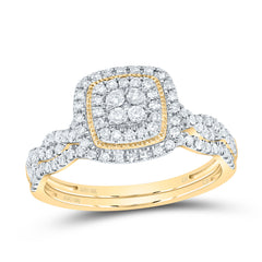 1/2CTW-DIA CN CUSHION DOUBLE HALO BRIDAL SET