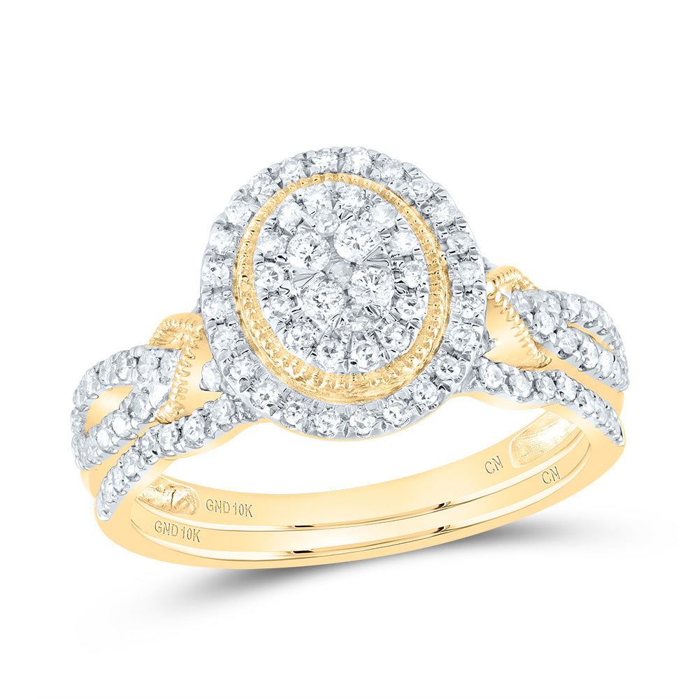 1/2CTW-DIA CN OVAL DOUBLE HALO BRIDAL SET
