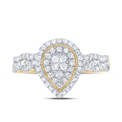 1/2CTW-DIA CN PEAR DOUBLE HALO BRIDAL SET