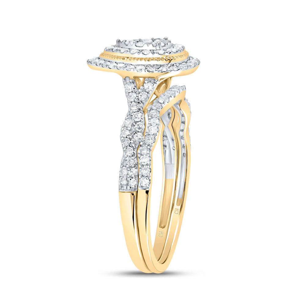 1/2CTW-DIA CN PEAR DOUBLE HALO BRIDAL SET