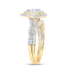 1/2CTW-DIA CN PEAR DOUBLE HALO BRIDAL SET