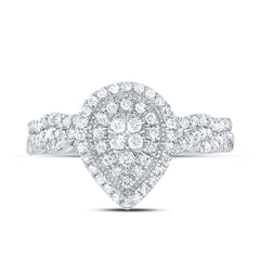 1/2CTW-DIA CN PEAR DOUBLE HALO BRIDAL SET