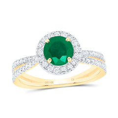 1/2CTW-DIA CN 6.3MM RD-EM NAT GEM RING