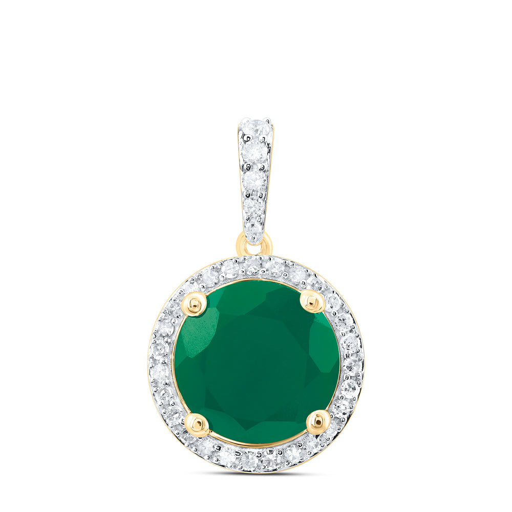 1/4CTW-DIA P1 10 MM RD-EM SYNTHETIC PENDANT
