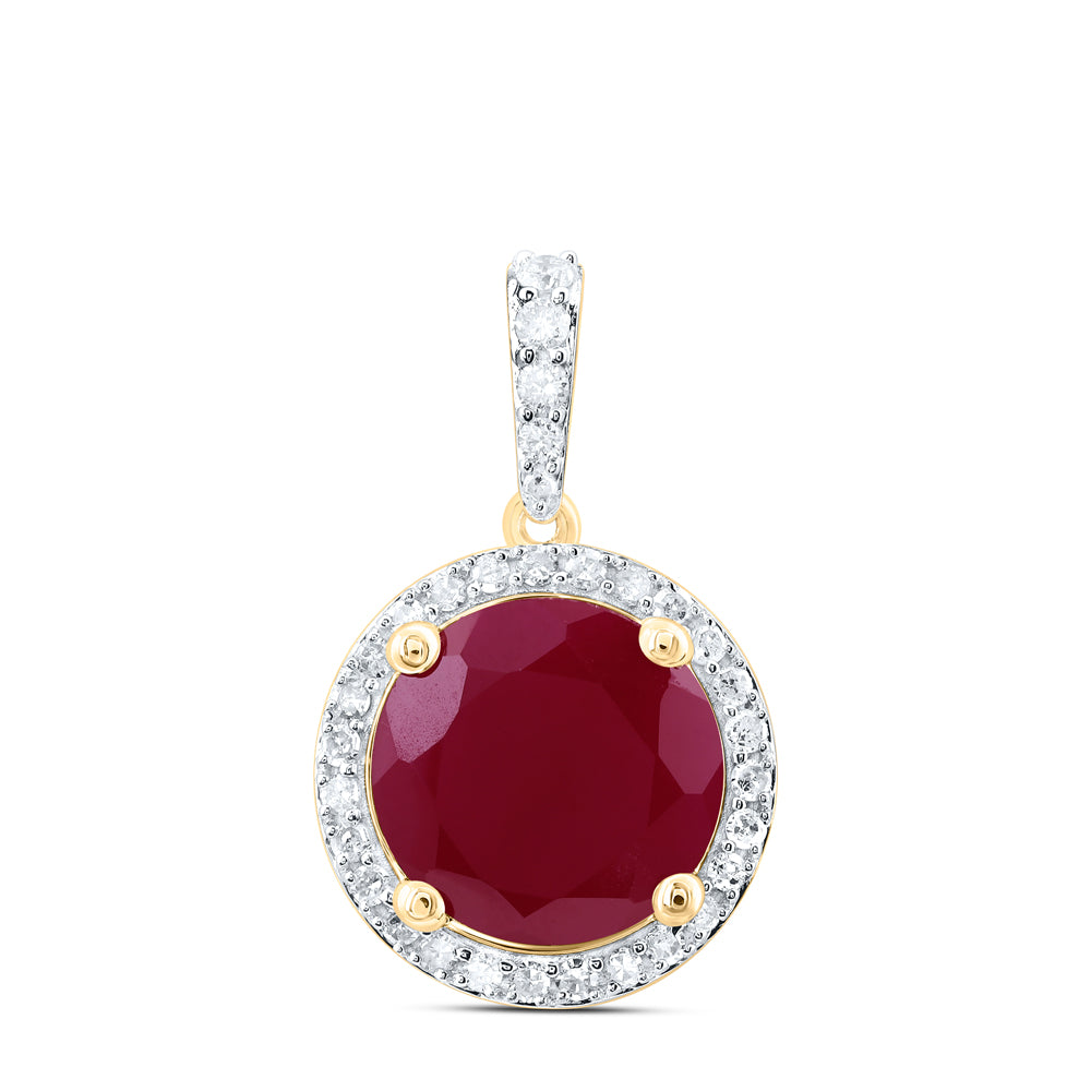 1/4CTW-DIA P1 10 MM RD-RU SYNTHETIC PENDANT