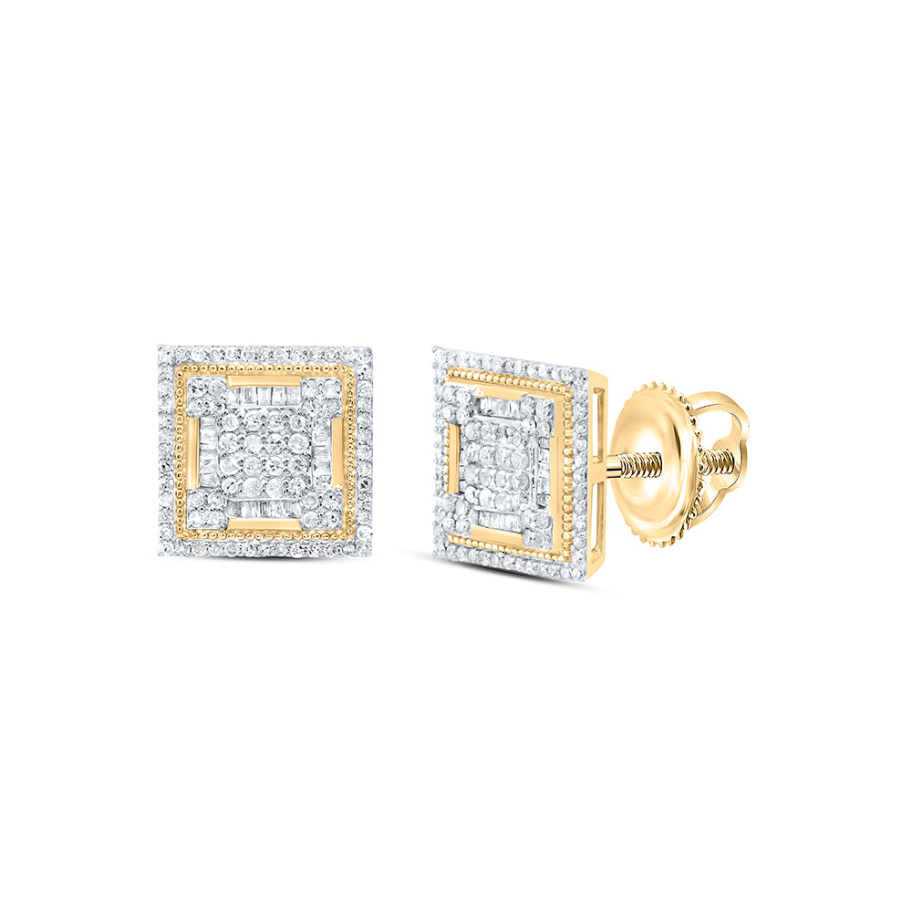 7/8CTW-DIA P1 SQUARE MENS EARRING