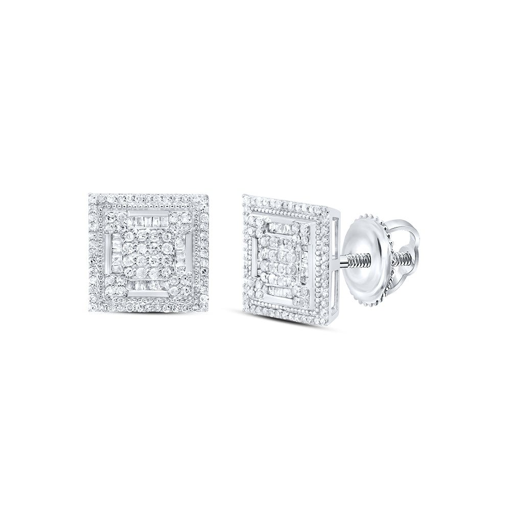 7/8CTW-DIA P1 SQUARE MENS EARRING