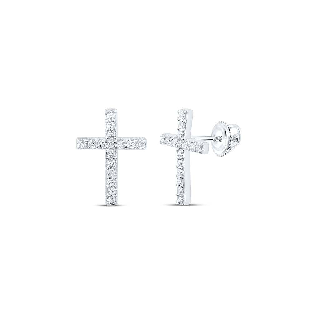 1/8CTW-DIA P1 CROSS EARRING