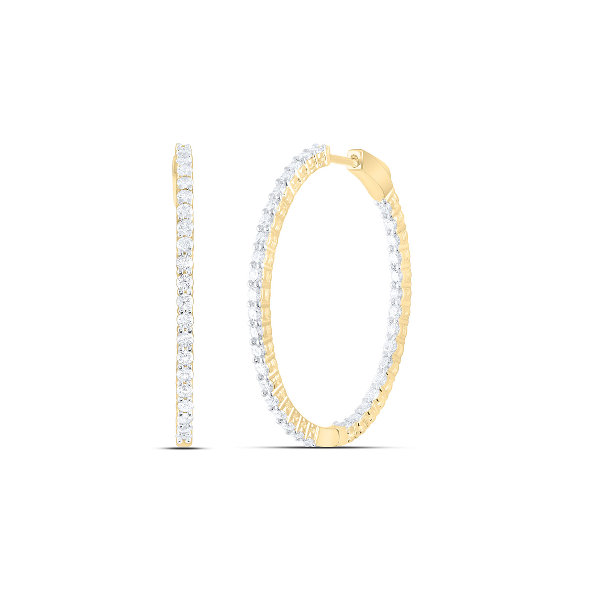 14K Yellow Gold 2 CTW-Natural Diamond Fashion Oval Hoop Earring 5.49 Gram