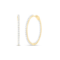 14K Yellow Gold 2 CTW-Natural Diamond Fashion Oval Hoop Earring 5.49 Gram