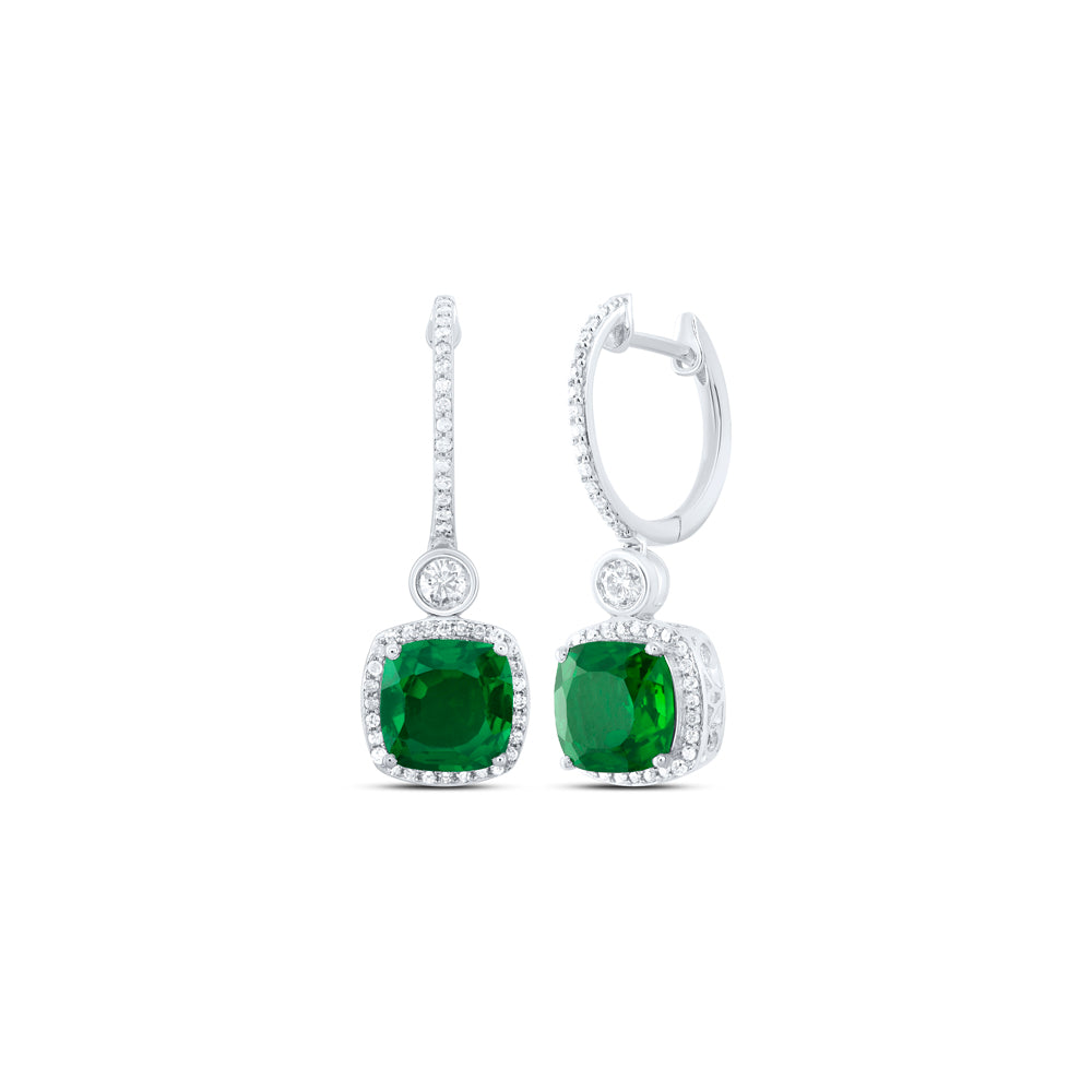 1/2CTW-DIA P1 8 MM CU-EM SYNTHETIC DANGLING EARRING
