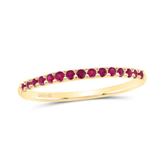14K Yellow Gold 1/5 CTW- Natural Diamondrd-Ruby Natural Gemstone Fashion Ladies Band 1.20 Gram
