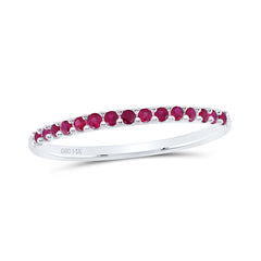 14K White Gold 1/5 CTW-Natural Diamondrd-Ruby Natural Gemstone Fashion Ladies Band 1.22 Gram