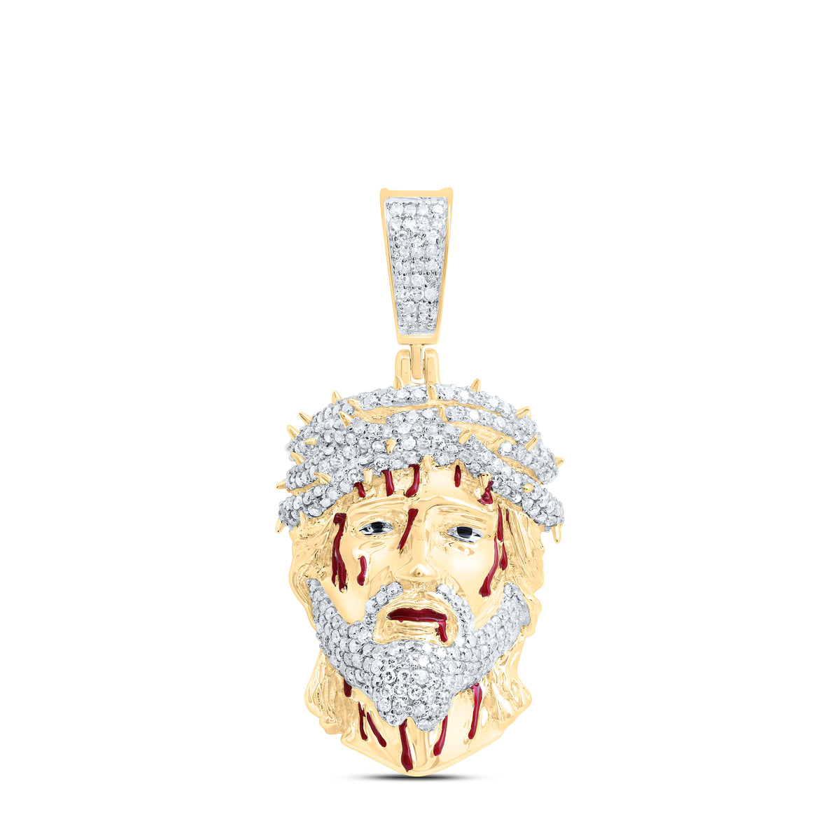 7/8CTW-DIA NK JESUS FACE MENS CHARM