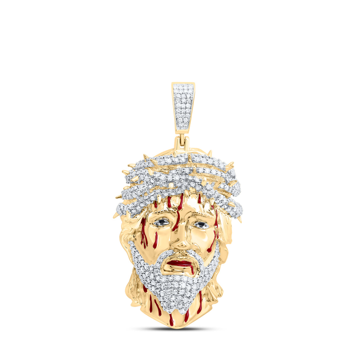 1 1/5CTW-DIA NK JESUS FACE MENS CHARM