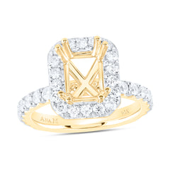 14K Yellow Gold 1 CTW-Natural Diamond 2 Ct-Cem Semi-Mount Single Halo Engagement Ring 5.87 Gram
