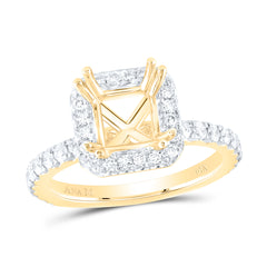 14K Yellow Gold 3/4 CTW-Natural Diamond 1 1/2 Ct-Cpc Semi-Mount Single Halo Engagement Ring 4.90 Gram