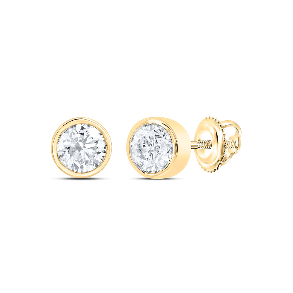 14K Yellow Gold 1/2 CTW-Natural Diamond Excellent Stud Solitaire Earring 0.97 Gram