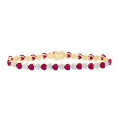 1 1/5CTW-DIA P1 5X5 MM HEART-RU SYNTHETIC BRACELET(7 INCH)