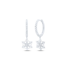 3/8CTW-DIA NK FASHION SNOW FLAKE DANGLING EARRING