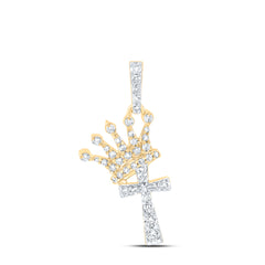 1/3CTW-DIA NK FASHION CROWN CROSS LADIES PENDANT