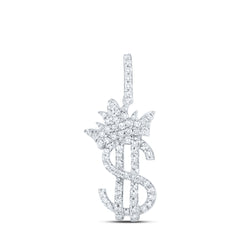 3/8CTW-DIA NK FASHION CROWN DOLLAR SIGN LADIES PENDANT