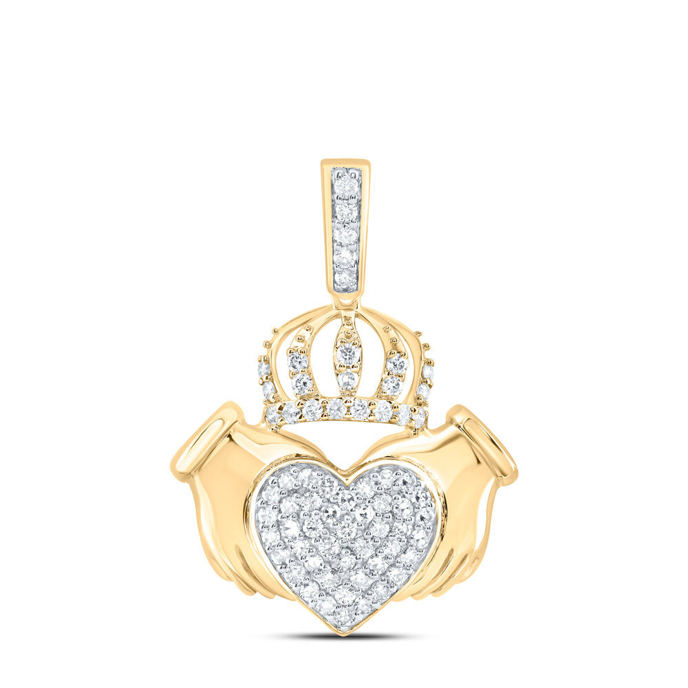 3/8CTW-DIA NK FASHION CROWN HEART LADIES PENDANT