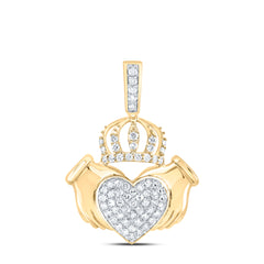 3/8CTW-DIA NK FASHION CROWN HEART LADIES PENDANT