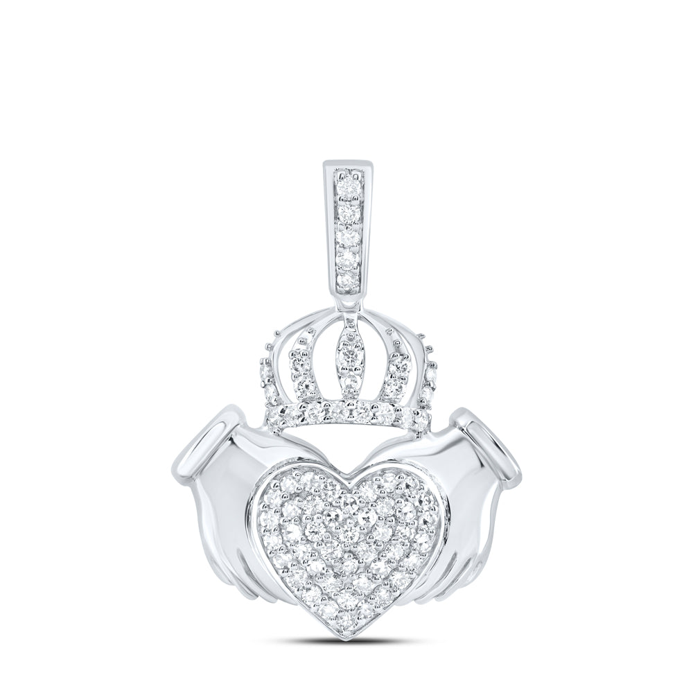 3/8CTW-DIA NK FASHION CROWN HEART LADIES PENDANT
