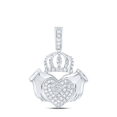 3/8CTW-DIA NK FASHION CROWN HEART LADIES PENDANT