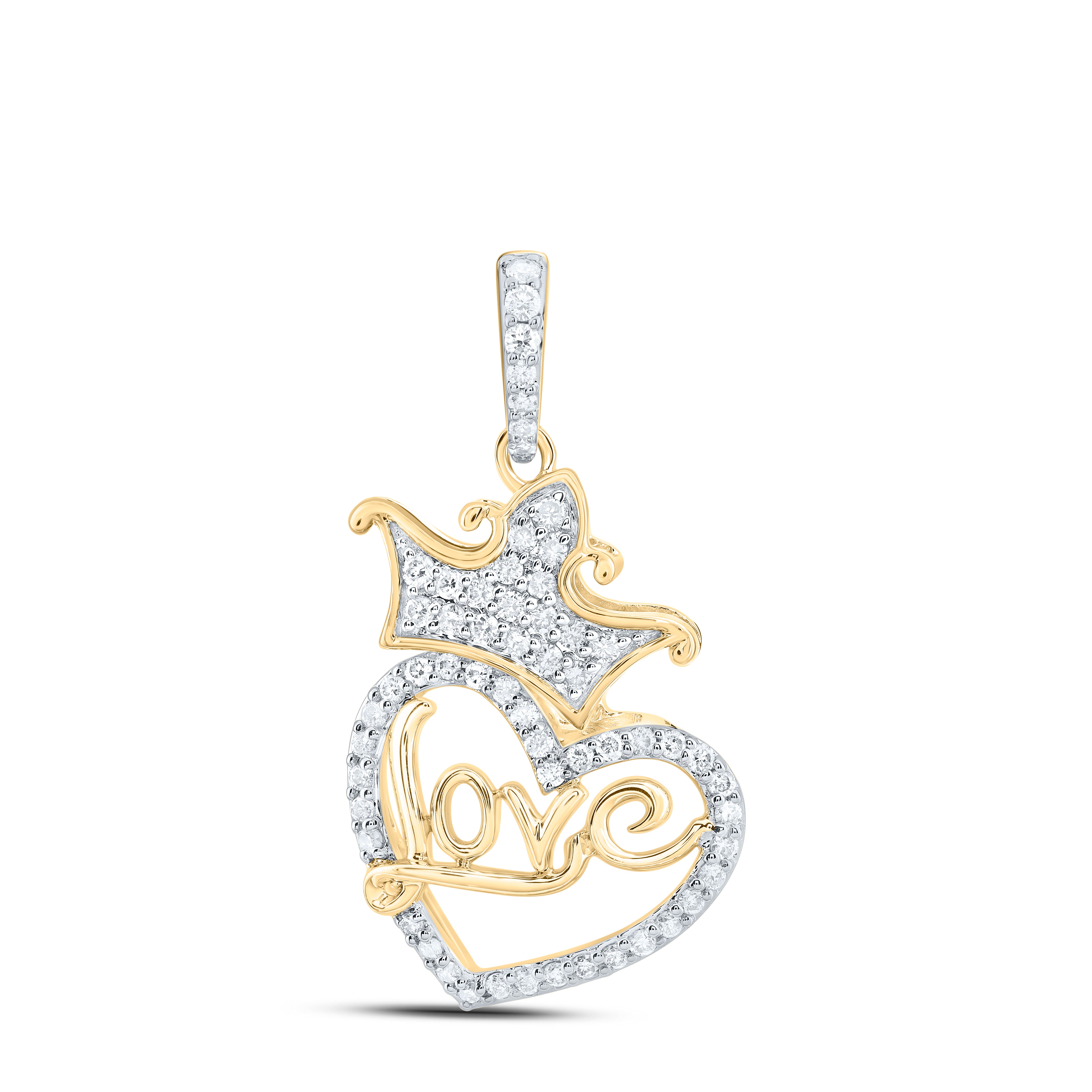 1/2CTW-DIA NK FASHION CROWN "LOVE" HEART LADIES PENDANT