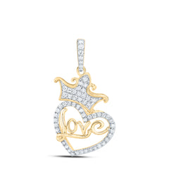 1/2CTW-DIA NK FASHION CROWN "LOVE" HEART LADIES PENDANT