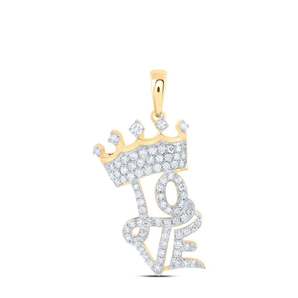 1/2CTW-DIA NK FASHION CROWN "LOVE" LADIES PENDANT