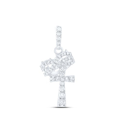 10K White Gold 1/4 CTWnatural Diamond Fashion Cross Pendant 1.29 Gram