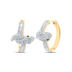1 3/8CTW-DIA CN 0.02CT RD-EM NAT GEM SNAKE HOOP EARRING