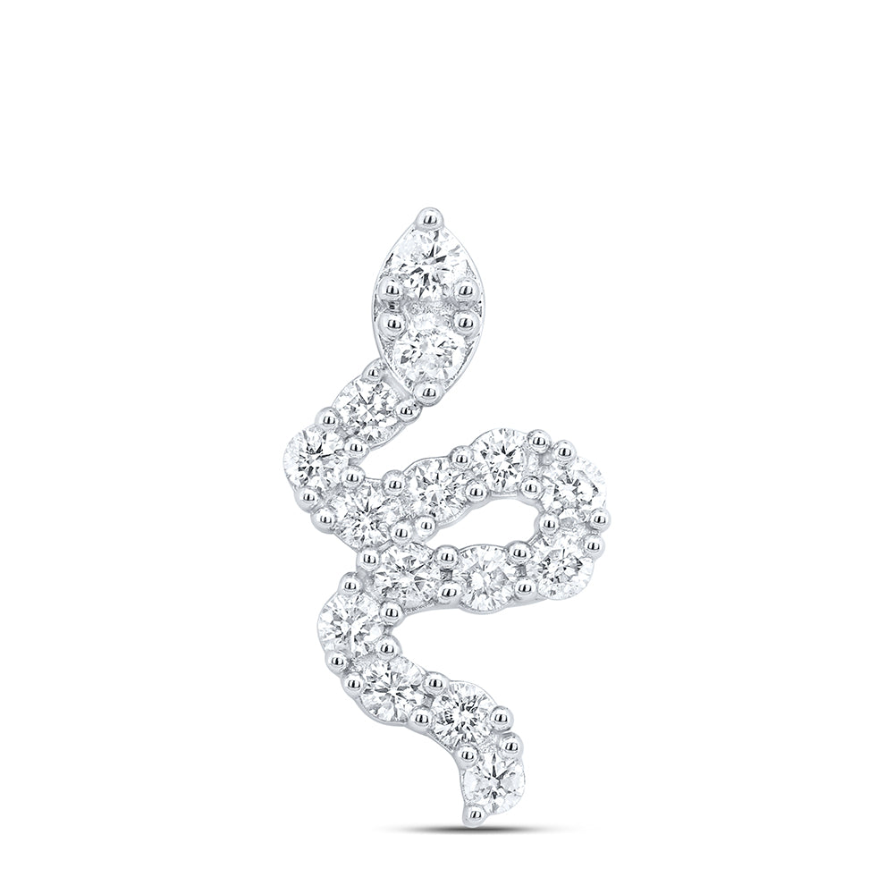 14K White Gold 1/2 CTW-Natural Diamond Fashion Snake Pendant 1.37 Gram