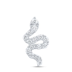 14K White Gold 1/2 CTW-Natural Diamond Fashion Snake Pendant 1.37 Gram