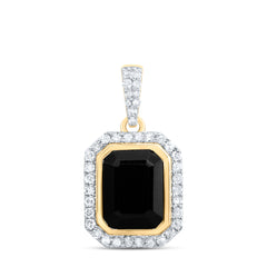 1/4CTW-DIA P1 9X7 MM EMERALD ONYX BLACK PENDANT