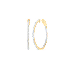 14K Yellow Gold 1 CTW-Natural Diamond Fashion Oval Hoops Earring 4.50 Gram